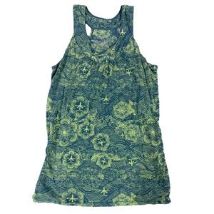 SOYBU Built In Bra Yoga Tank Top Green With Blue  Details Size M